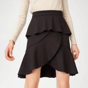 Club Monaco Black Tiered Ruffle Peplum Scubarella Skirt Size 00